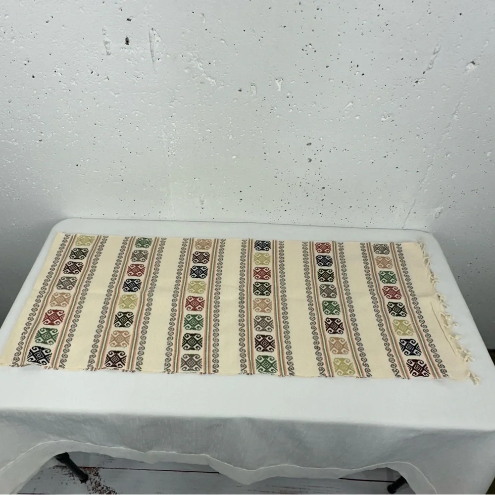 Mexican Southwest Backstrap Loom Table Runner 74 x 14.2”